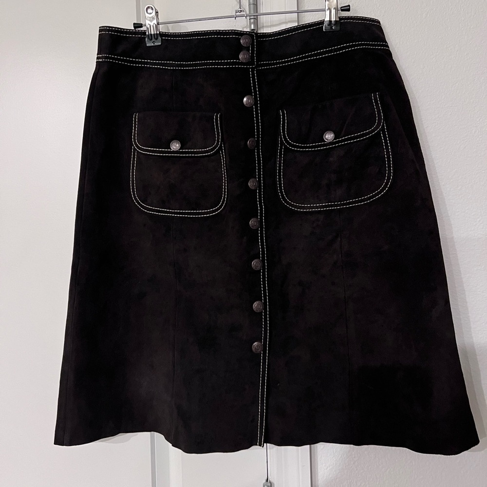 Leather skirt - knee height Brown